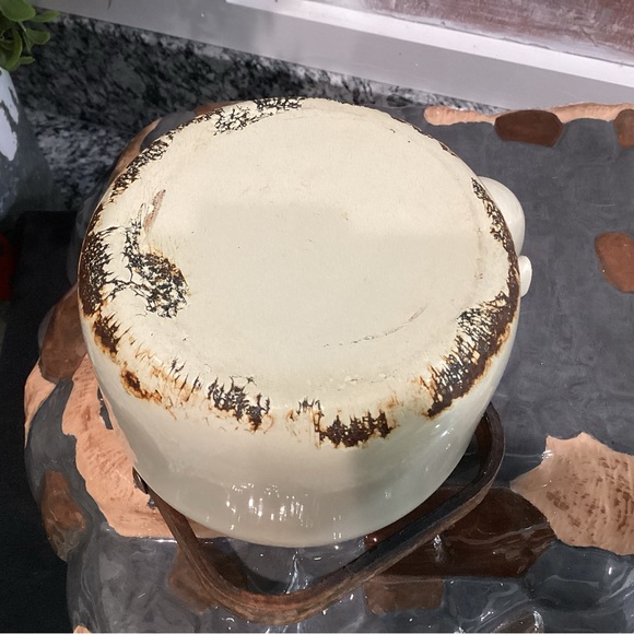 🟤 Vintage - Cream colored, enamel coated, Tea Kettle w/ Wooden Handle - Decor - Picture 10 of 16